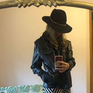 Calvin Klein Hooded Faux Leather Jacket